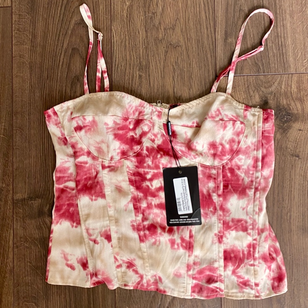 PrettyLittleThing Fuchsia and Cream Tie-Dye Camisole - Picture 6 of 9
